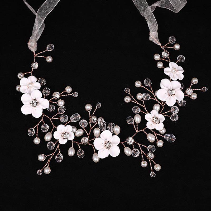 Bridal headwear European and American polymer clay flower crystal hair band hair accessories 685512271854 - COCOMELODY